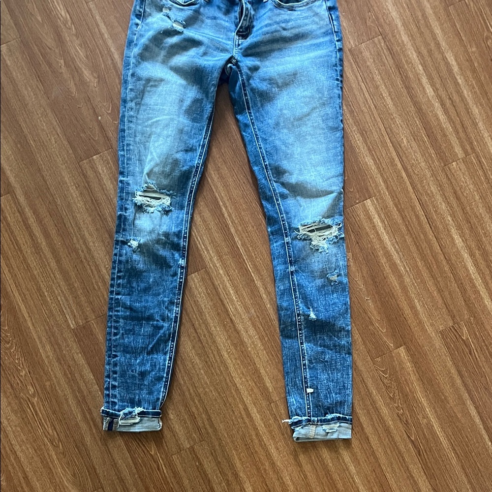 BKE Distressed Skinny Jeans in Blue